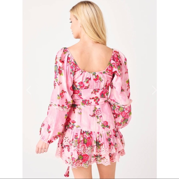 LoveShackFancy Ambrosia Silk Cotton Floral Pink Mini Dress NWT New 0 - Picture 10 of 12